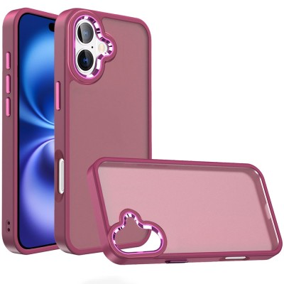 For iPhone 17 Pro Max Polished Oil Thick Acrylic Metal Button  Hybrid Case Cover - Burgundy