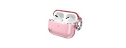 For AirPods 1/2 3mm Thick Transparent TPU with Colored Edge Case Cover - Hot Pink