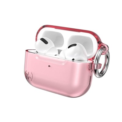 For AirPods 1/2 3mm Thick Transparent TPU with Colored Edge Case Cover - Hot Pink