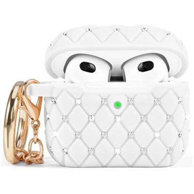 For AirPods 1/2 Deluxe Diamond Bling Glitter Case Cover - Silver