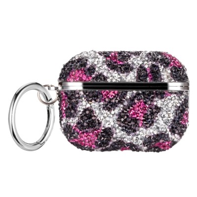 For AirPods 1/2 Leopard Design Bling Glitter Diamond Case Cover - Purple
