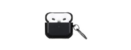 For AirPods 1/2 Premium Rugged ShockProof Hybrid With Metal Hook Case Cover- Black+Black