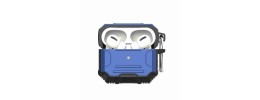 For AirPods 1/2 Rugged ShockProof Hybrid With Metal Hook Case Cover - Dark Blue