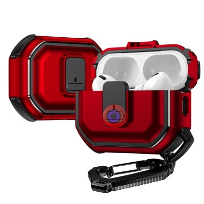 For AirPods 1/2 Switch Button Hybrid with Belt Loop - Red