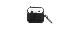 For AirPods 1/2 Switch Closure Premium Ultra ShockProof Hybrid With Metal Hook Case Cover - Black+Black