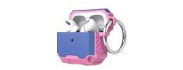 For AirPods 1/2 Tough Heavy Duty Hybrid Case Cover - Navy Blue/Pink