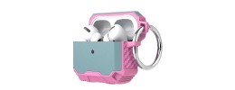 For AirPods 1/2 Tough Heavy Duty Hybrid Case Cover - Pink/Teal