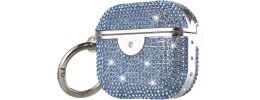 For AirPods 3 GLASS Drill Diamonds Shiny Hybrid Case Cover - Blue