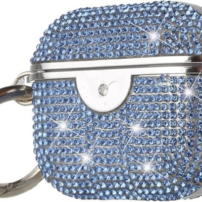 For AirPods 3 GLASS Drill Diamonds Shiny Hybrid Case Cover - Blue