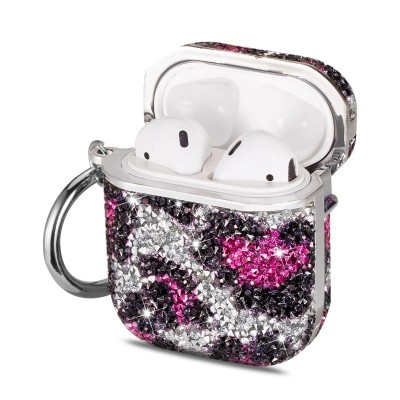 For AirPods 3 Leopard Design Bling Glitter Diamond Case Cover - Black