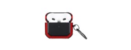 For AirPods 3 Premium Rugged ShockProof Hybrid With Metal Hook Case Cover- Black+Red