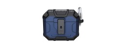 For AirPods 3 Rugged ShockProof Hybrid With Open Button Metal Hook Case Cover - Black