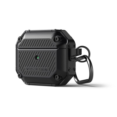 For AirPods 3 Tough Heavy Duty Hybrid With Open Button Case Cover - Black