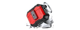 For AirPods 3 Tough Heavy Duty Hybrid With Open Button Case Cover - Red/Black