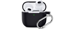 For AirPods 3 3mm Thick Transparent TPU with Colored Edge Case Cover - Black