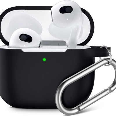 For AirPods 3 3mm Thick Transparent TPU with Colored Edge Case Cover - Black