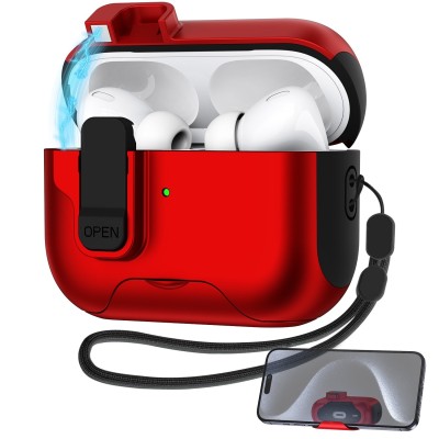 For AirPods 3 3mm Thick Transparent TPU with Colored Edge Case Cover - Red