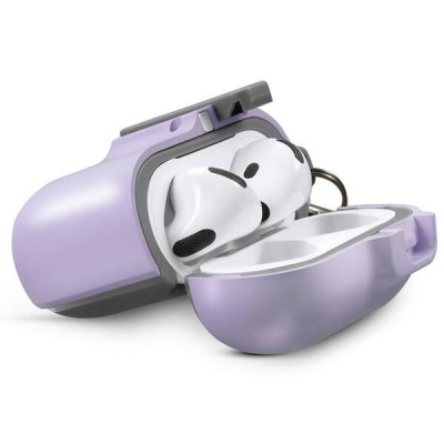 For AirPods 4 3mm Thick Transparent TPU with Colored Edge Case Cover - Purple