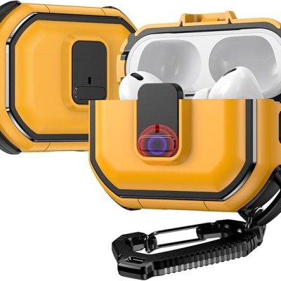 For AirPods Pro2 (2022 2nd Version) Switch Button Hybrid with Belt Loop - Yellow