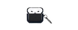For AirPods Pro 3 2025 (3rd Version) Premium Rugged ShockProof Hybrid With Metal Hook Case Cover- Black+Blue