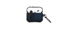 For AirPods Pro 3 2025 (3rd Version) Switch Closure Premium Ultra ShockProof Hybrid With Metal Hook Case Cover - Black+Blue