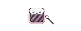 For AirPods Pro 3 2025 (3rd Version) Carbon Fiber Design Hybrid With Metal Hook Case Cover - Light Pink