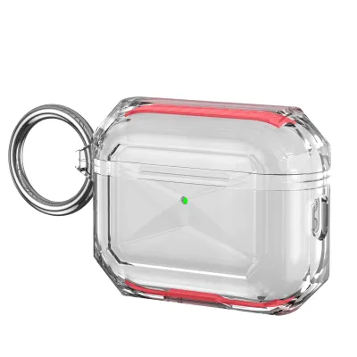For AirPods Pro 3 2025 (3rd Version) 3mm Thick Transparent TPU with Colored Edge Case Cover - Red