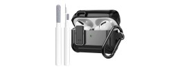 For AirPods Pro 3mm Thick Transparent TPU with Colored Edge Case Cover - Black