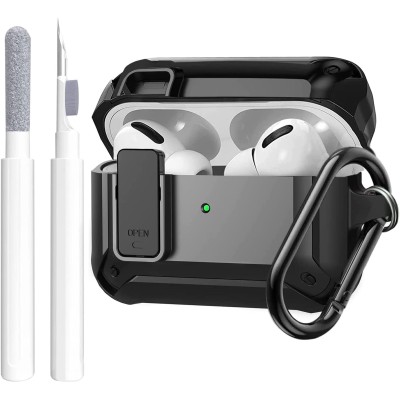 For AirPods Pro 3mm Thick Transparent TPU with Colored Edge Case Cover - Black