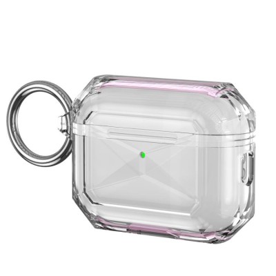 For AirPods Pro 3mm Thick Transparent TPU with Colored Edge Case Cover - Hot Pink