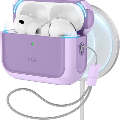 For AirPods Pro 3mm Thick Transparent TPU with Colored Edge Case Cover - Purple