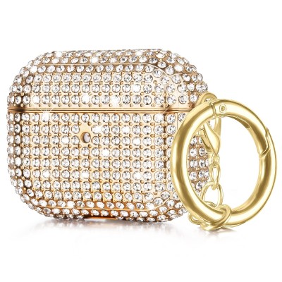 For AirPods Pro GLASS Drill Diamonds Shiny Hybrid Case Cover - Gold
