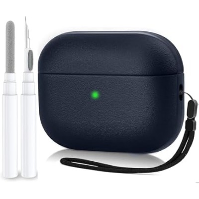 For AirPods Pro Leather Grain Textured TPU Cover Case - Blue