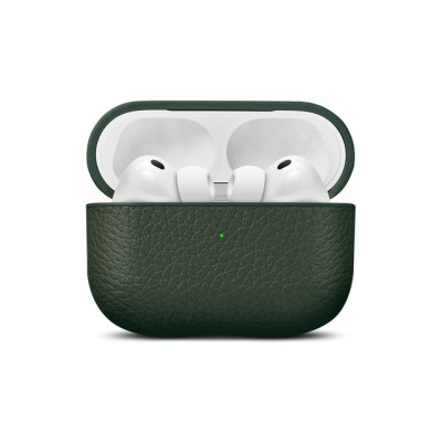For AirPods Pro Leather Grain Textured TPU Cover Case - Green