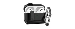 For AirPods Pro Machine Hybrid ShockProof With Metal Hook Case Cover - Black