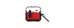 For AirPods Pro Premium Rugged ShockProof Hybrid With Metal Hook Case Cover- Black+Red