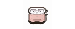 For AirPods Pro Rugged ShockProof Hybrid With Metal Hook Case Cover - Rose Gold