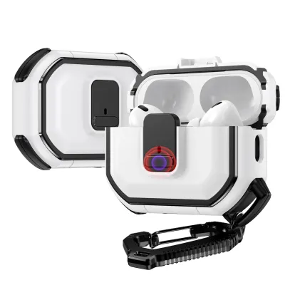 For AirPods Pro Switch Button Hybrid with Belt Loop - White