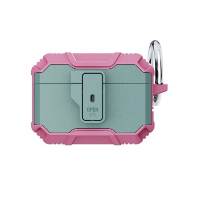 For AirPods Pro Tough Heavy Duty Hybrid Case Cover - Pink/Teal
