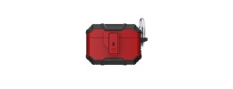 For AirPods Pro Tough Heavy Duty Hybrid With Open Button Case Cover - Red/Black