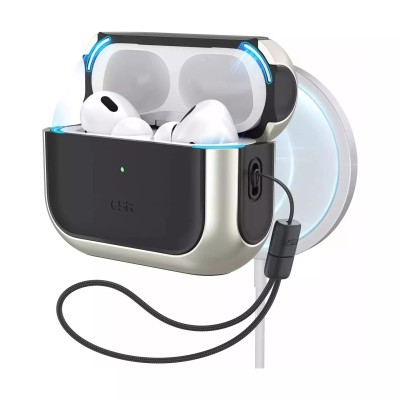 For AirPods Pro2 (2022 2nd Version) IMD Design Case Cover with Metal Hook - P