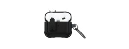 For AirPods Pro2 (2022 2nd Version) Switch Closure Premium Ultra ShockProof Hybrid With Metal Hook Case Cover - Black+Black