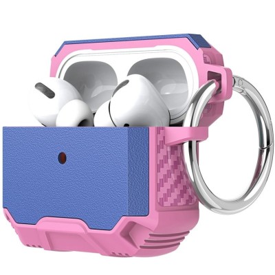 For AirPods Pro2 (2022 2nd Version) Tough Heavy Duty Hybrid Case Cover - Navy Blue/Pink