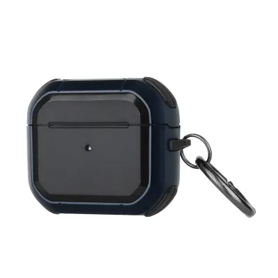 For AirPods Pro2 (2022 2nd Version) Machine Hybrid ShockProof With Metal Hook Case Cover - Black