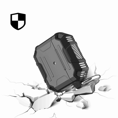 For AirPods Pro Rugged ShockProof Hybrid With Metal Hook Case Cover - Black