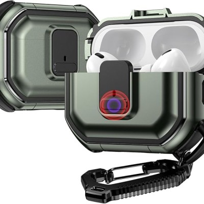 For AirPods Pro2 (2022 2nd Version) Switch Button Hybrid with Belt Loop - Midnight Green