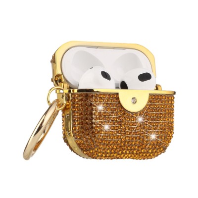 For AirPods 3 GLASS Drill Diamonds Shiny Hybrid Case Cover - Gold
