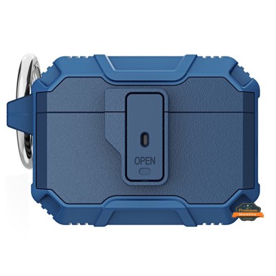 For AirPods 4 Tough Heavy Duty Hybrid With Open Button Case Cover - Teal/Hot Pink