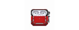 For AirPods 4 Rugged ShockProof Hybrid With Metal Hook Case Cover - Red