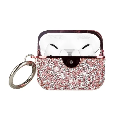 For AirPods Pro Deluxe Diamond Bling Glitter Case Cover - Pink